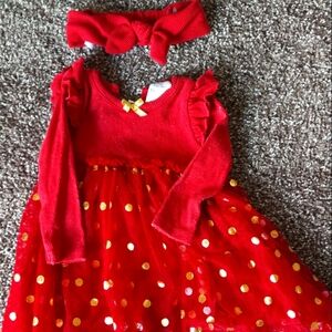 Red dress with headband 6 month